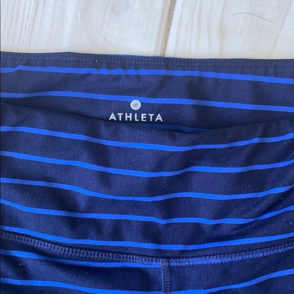 Athleta Blue & navy striped athletic leggings. - Picture 4 of 7